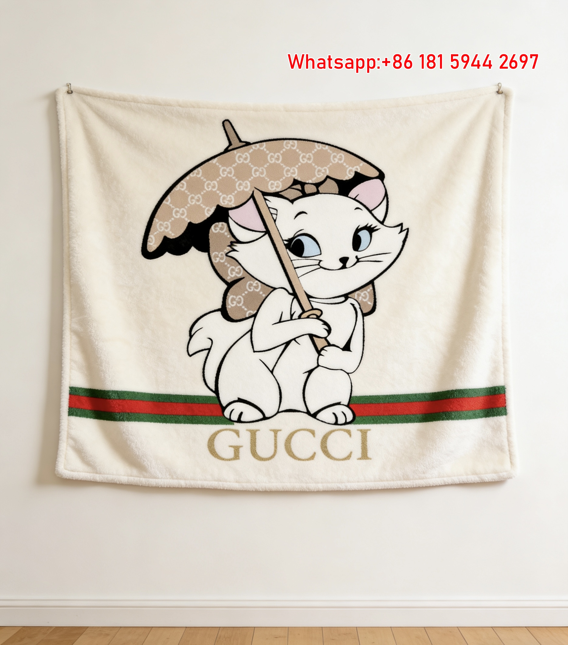 Aristocats Marie Gucci Pattern Green Red Stripe Wall Decor Blanket throw blankets IMG_4725